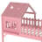 Twin Size House Loft Bed with Slide & Playhouse Design, Star-Moon LED Roof, Window & Safety Rails, No Box Spring Needed,Pink-925620100-925620107