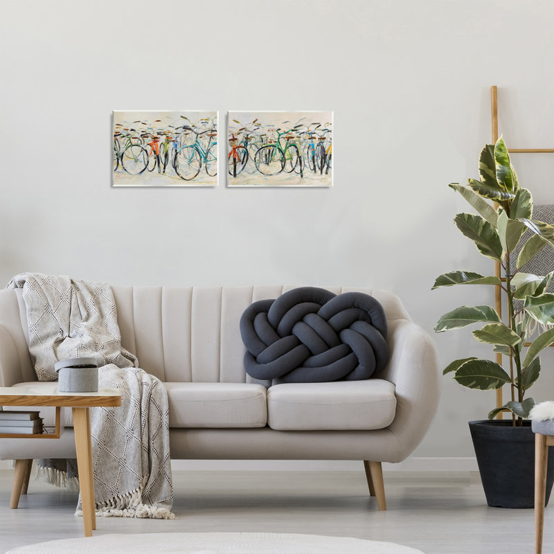 Dynamic Bicycles on Beige Wall Plaque, design by Dusza