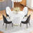 Modern Round Dining Table Set With Upholstered Chairs, Pedestal Base Kitchen Set For 2-4, Space-Saving Breakfast Nook Furniture-436762128-436762131-437119441