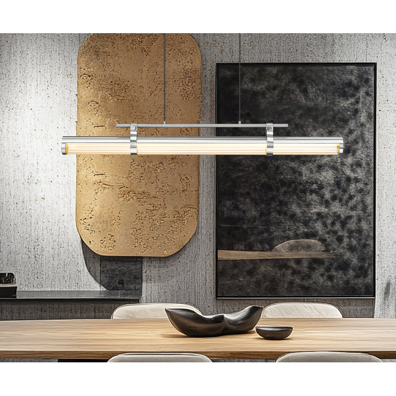 Lustre linéaire en nickel brossé 1 lumière Benoît, Nickel brossé