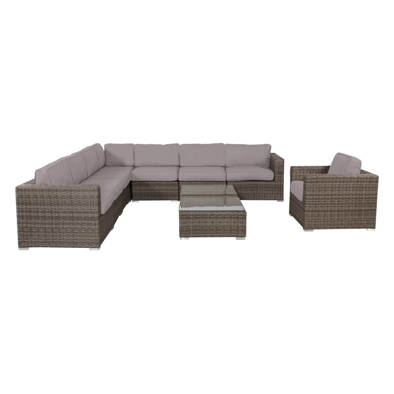 Eagan Fully Assembled 7 Person Seating Group with Cushions, Sunbrella Taupe
