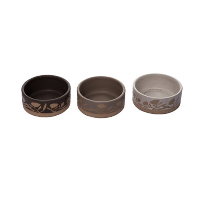 Transpac Stoneware 3.27 in. Multicolor Harvest Wildflower Ramekin Set of 3