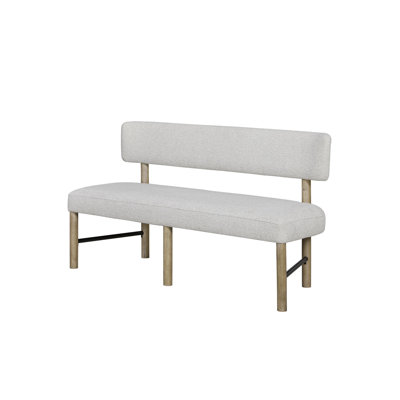 Banc rembourré pour la salle à manger, fini chêne noué à l'allure anglaise, revêtement doux, support en métal, silhouette épurée et moderne, 59,6 po Profondeur, 22,79 largeur, 34,42 hauteur, style 46,52 lb