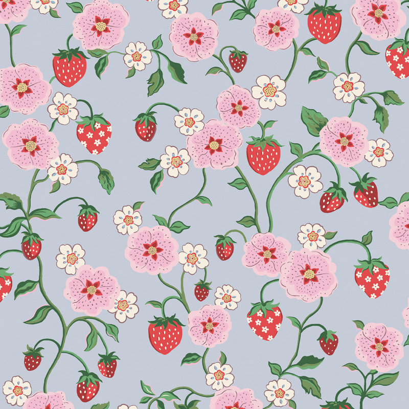 Cath Kidston Strawberry Floral Wallpaper, Yellow