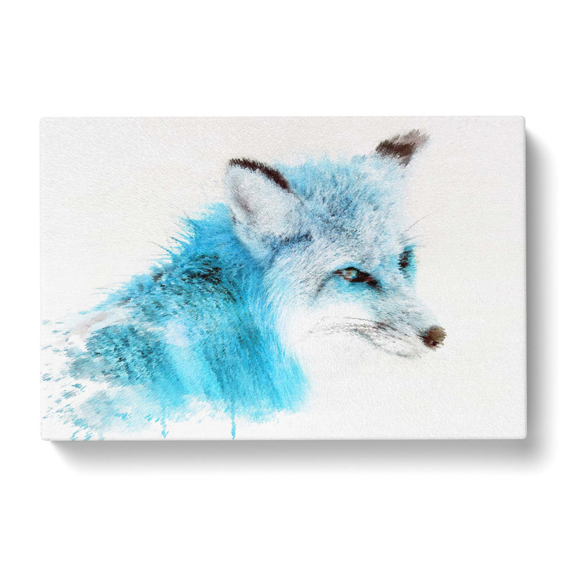 A Blue Fox in Abstract - Wrapped Canvas Graphic Art Print, 35cm H x 50cm W x 3cm D