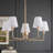 5-Lamp White Gold Fabric Dimmable Pendant Light