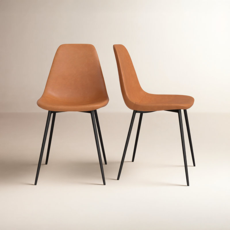 Kody Vegan Leather Side Chair, Saddle Tan Vegan Leather