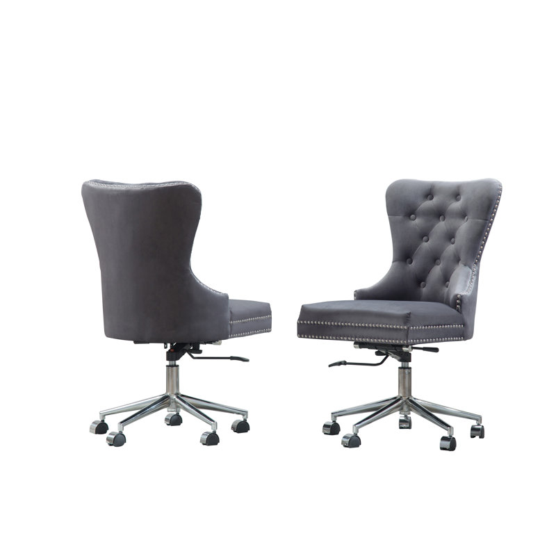 Mercer41 Marjorie Velvet Task Chair, Dark Gray