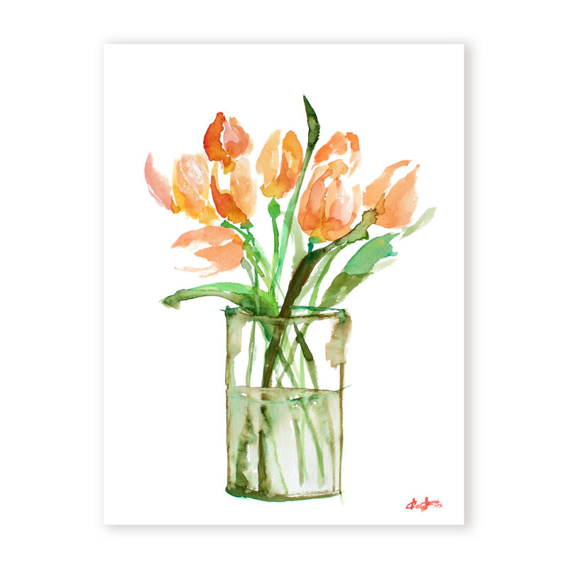 'Tulips No.3' Framed Print Wall Art, 16" H x 12" W x 1.5" D, Wrapped Canvas, Does Not Apply