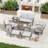 7-Piece Aluminum Patio Conversation Set With Coffee Table, End Table, Ottomans And Light Gray Cushions