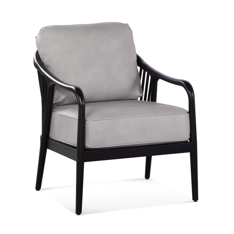 Guinevere Leather Armchair, Luxtan Black, Antique Frost White