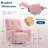 Swivel Rocker Recliner, 360° Glider Nursery Chair with High-Resilience Foam, 350lb Linen Recliner for Adults, Compact Living Room & Bedroom Chair, Pink-1427160459
