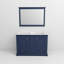 Meuble-lavabo double bleu marine 48 po X P 22 po D, plateau en marbre de Carrare et Miroir-117984900-117984903