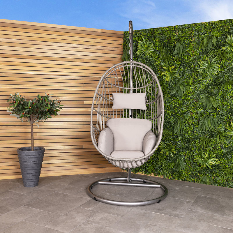 Nehemiah Rattan Egg Shaped Swing Chair with Stand