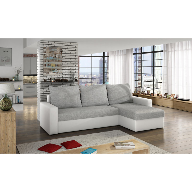 Lyvonne 3 Seater Sofa & Chaise, Black/White
