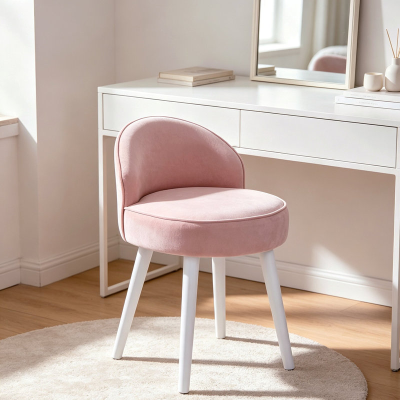 Lyndsey Accent Stool, Pink/White
