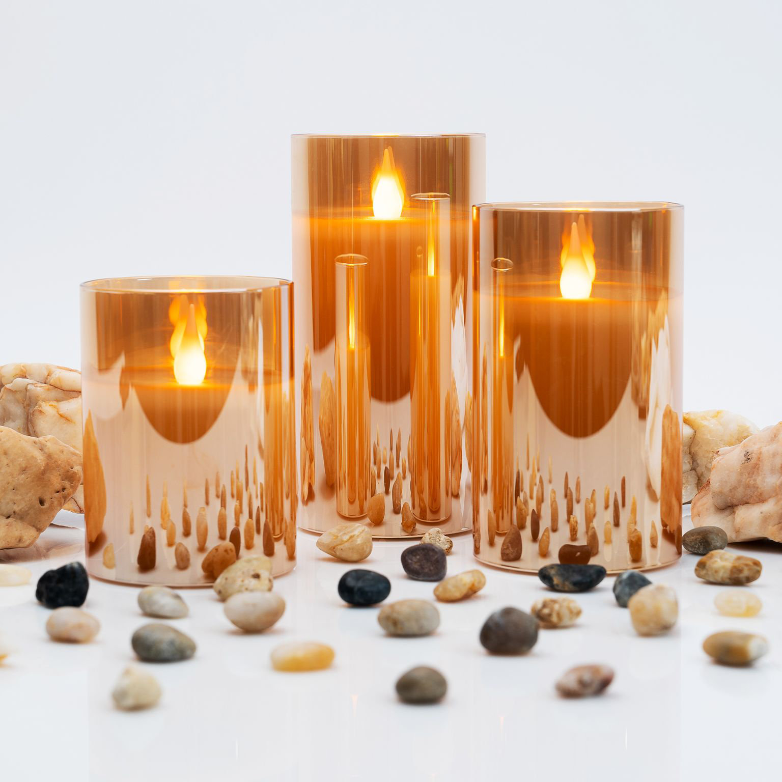 Everly Quinn Unscented Flameless Candle with Gold Metallic Glass Holder ...