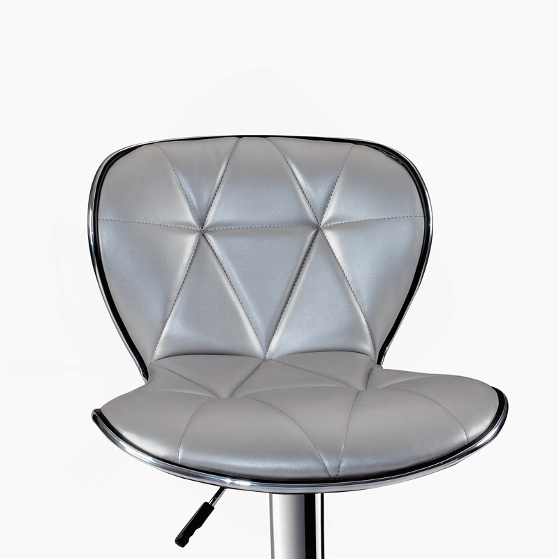 Ensemble de 2 tabourets de bar à hauteur ajustable avec base en métal, Argent argent