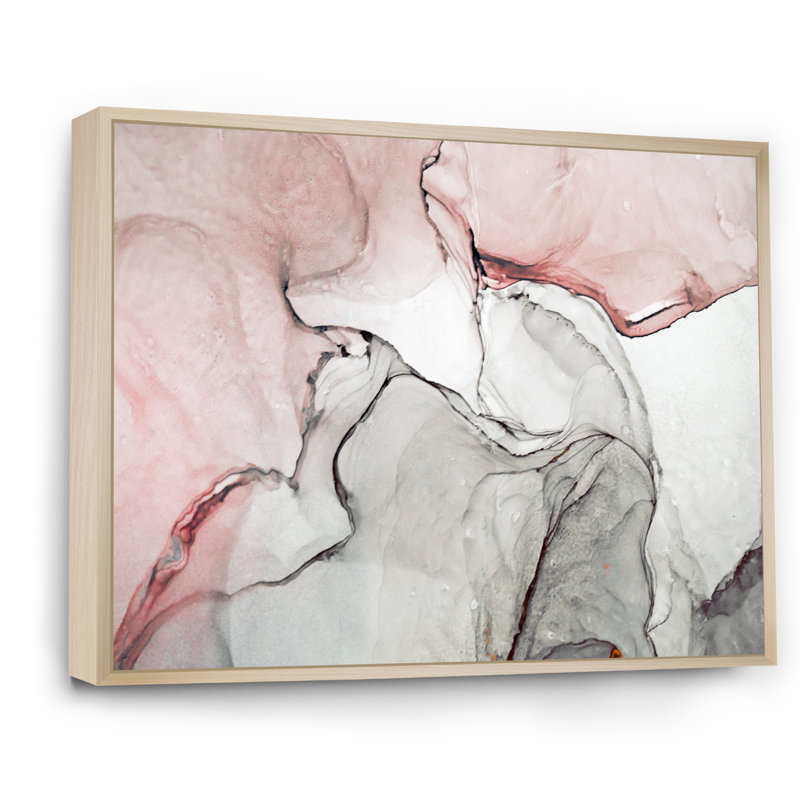 Art mural sur toile luxueux rose gris marbré II, H 30 po x l 40 po, Toile avec cadre flottant, Brun