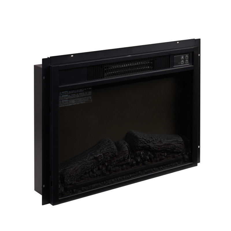 Foyer électrique encastrable 23 po 1400W 120V avec télécommande, fonction tactile, flammes réalistes, modes de flammes multiples, idéal pour un espace de 400 pieds carrés, verre trempé noir et plastique 23