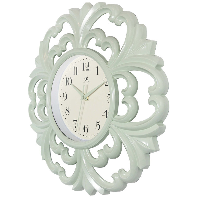Horloge murale 15,5 po Siebeld Wisteria, Meadow Mist