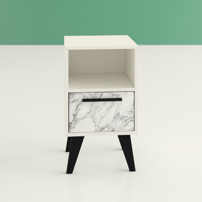 Gorby 13'' W Nightstand, White Marble