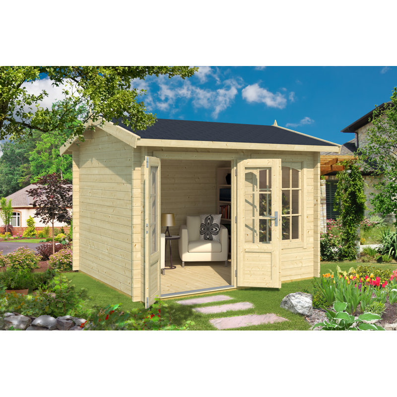 Lasita Alex 10 x 8.5 Ft. Premium Log Cabin With Tempered Double Glazing (44mm), Alex Natural Wood