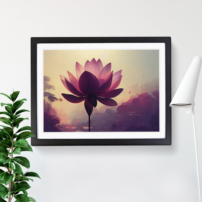 Soulful Lotus Flower - Framed Print, Black, 46cm H x 64cm W x 2cm D
