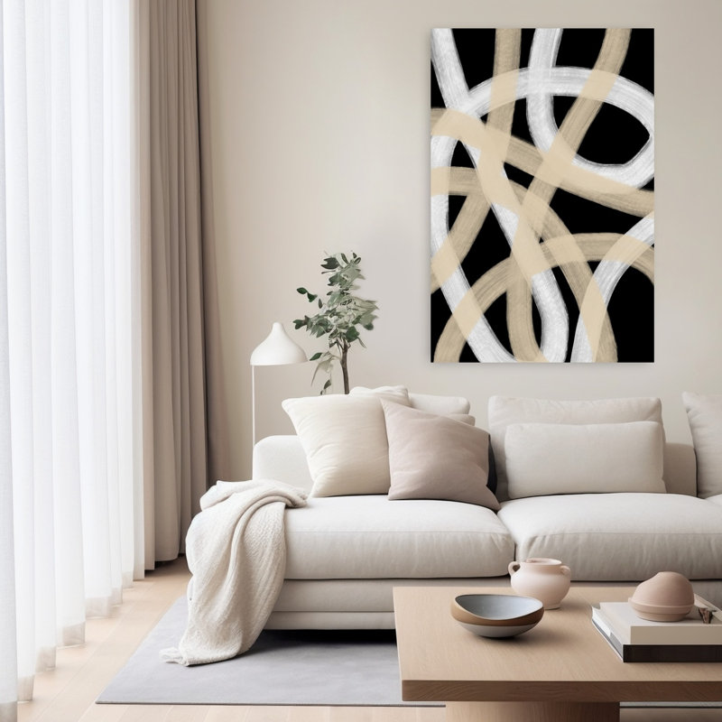 Endless Entwine Abstract Contemporary Geometric Architecture Wall Art Print 1 Piece Wrapped Canvas Wall Art