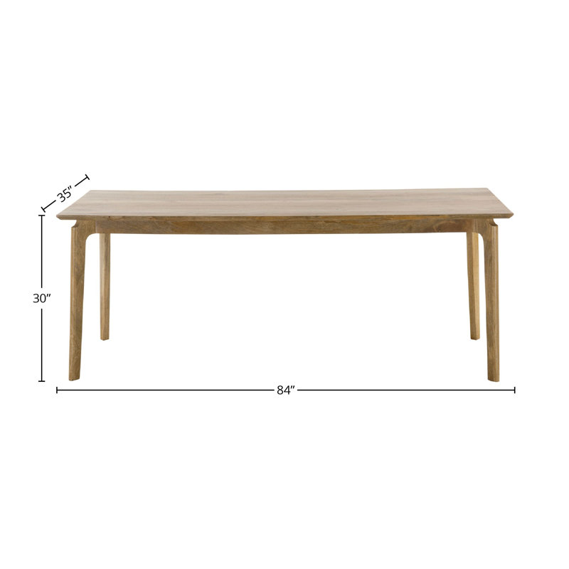 Genavie Solid Wood Dining Table, Natural, 30"H x 84"L x 35"W