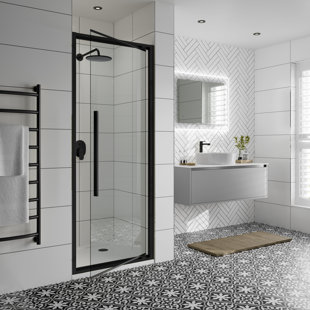 Semi-Frameless Shower Door with Clear Glass