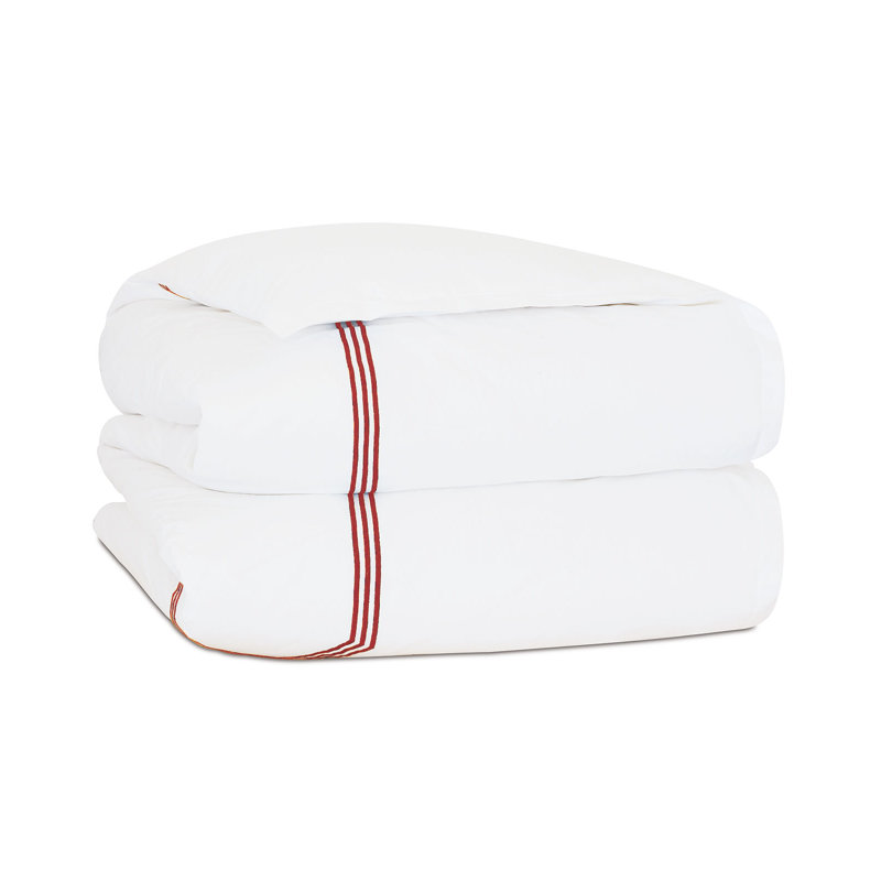 Tessa Duvet Cover, Super Queen Duvet Cover, White/Scarlet