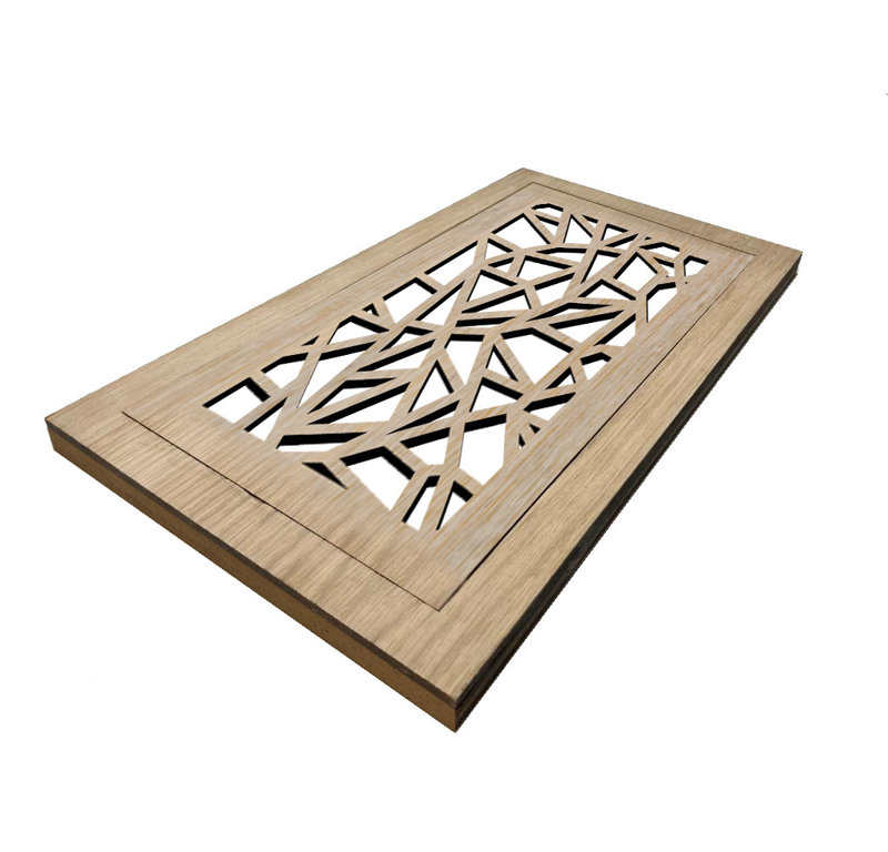Registre de plancher de bois franc. Ouverture de conduit 6 x 12 (total 9 x 15) - Conception triangulaire