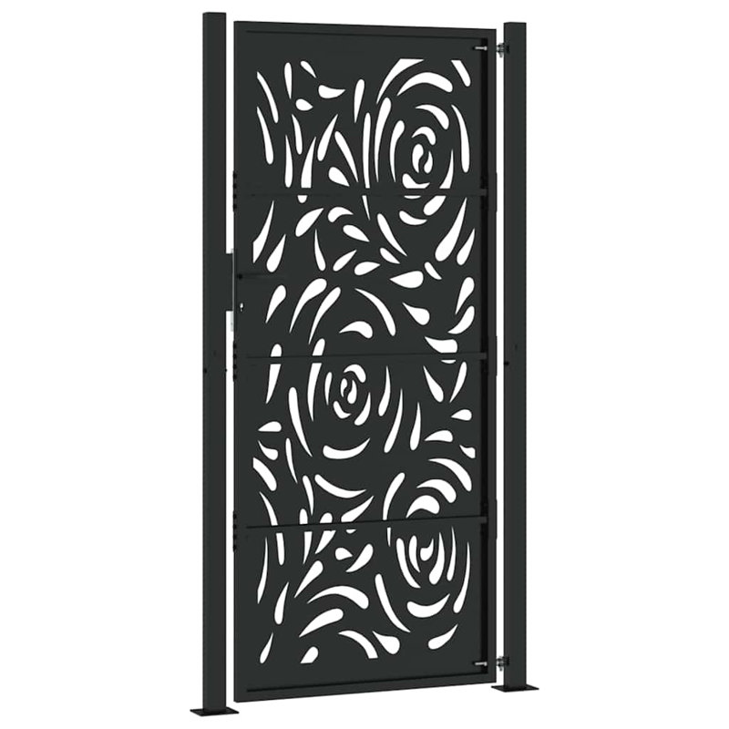  Garden Gate Steel Flame Design, Black, 105 x 205 cm
