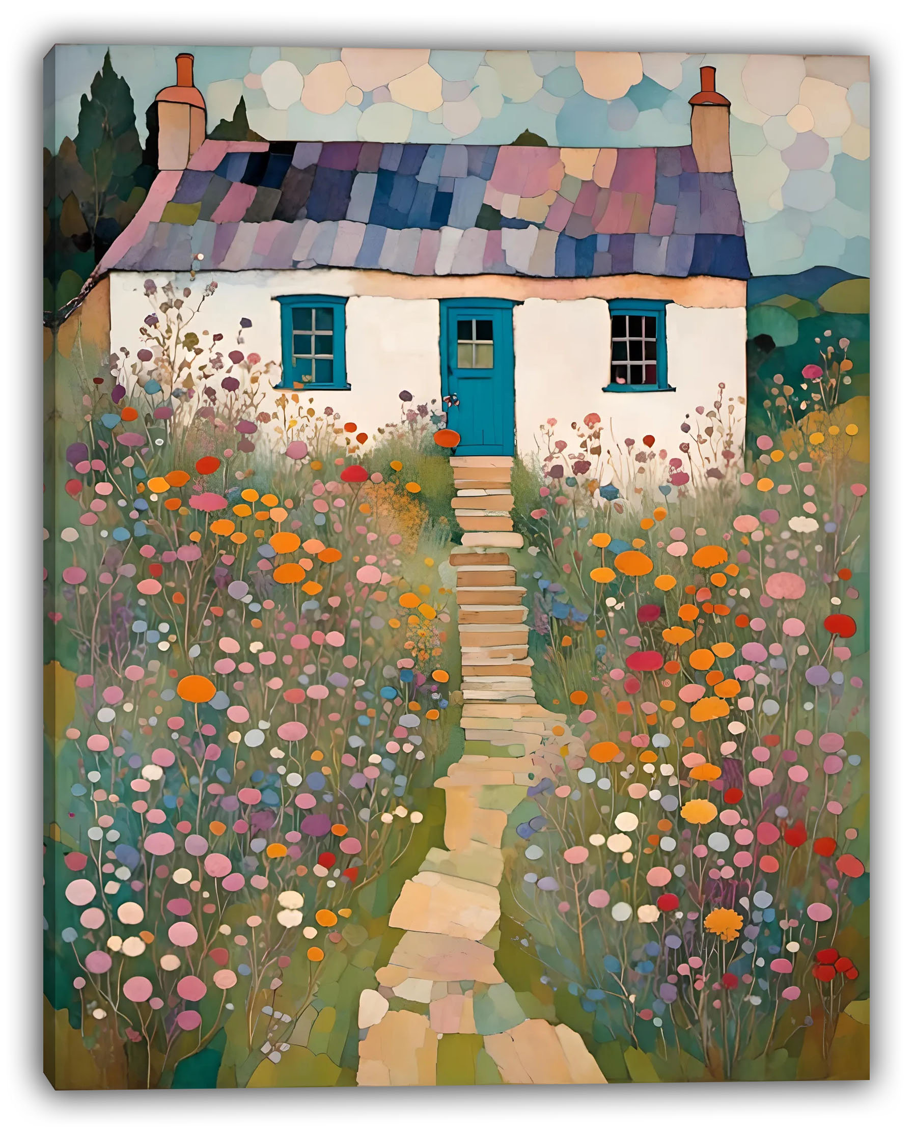 Whimsical Cottage Garden - Wrapped Canvas Wall Art Ophelia \u0026 Co. Size: 16\, image size:1793x2227