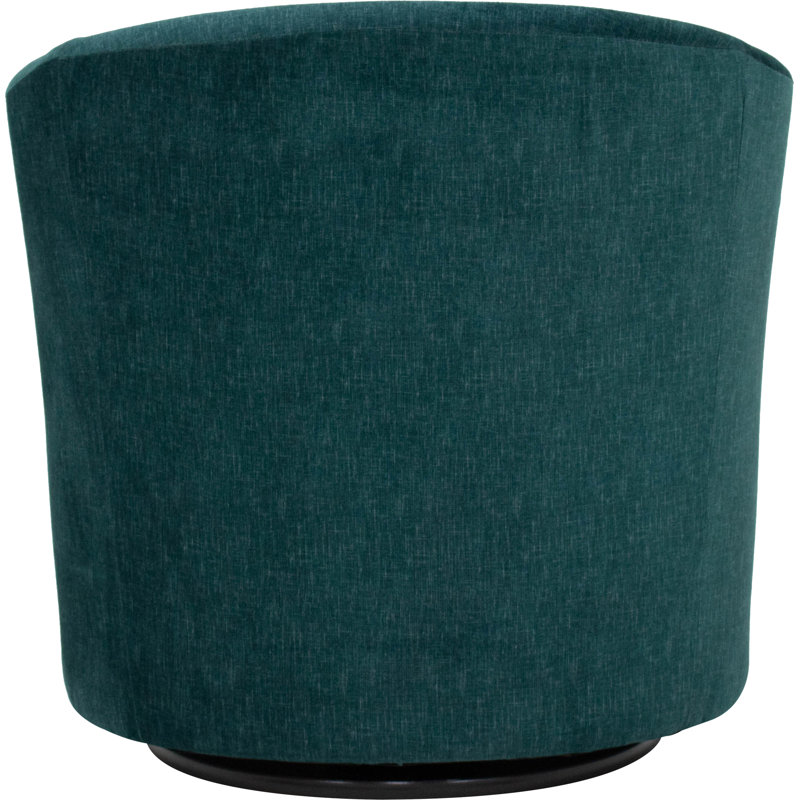 Anrea 30.5" W Polyester Swivel Barrel Chair, Aston Teal Polyester Blend