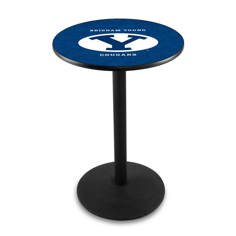Round Metal Base Dining Table, Black Wrinkle, Brigham Young University
