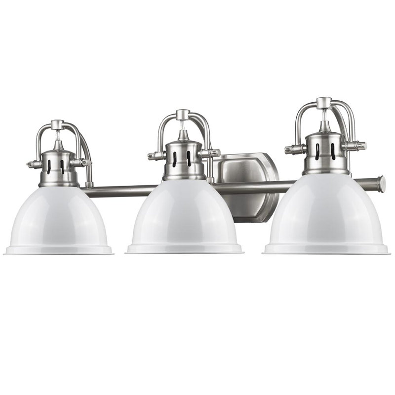 Éclairage pour salle de bain Drakeford, Étain, Blanc, Trois lumières