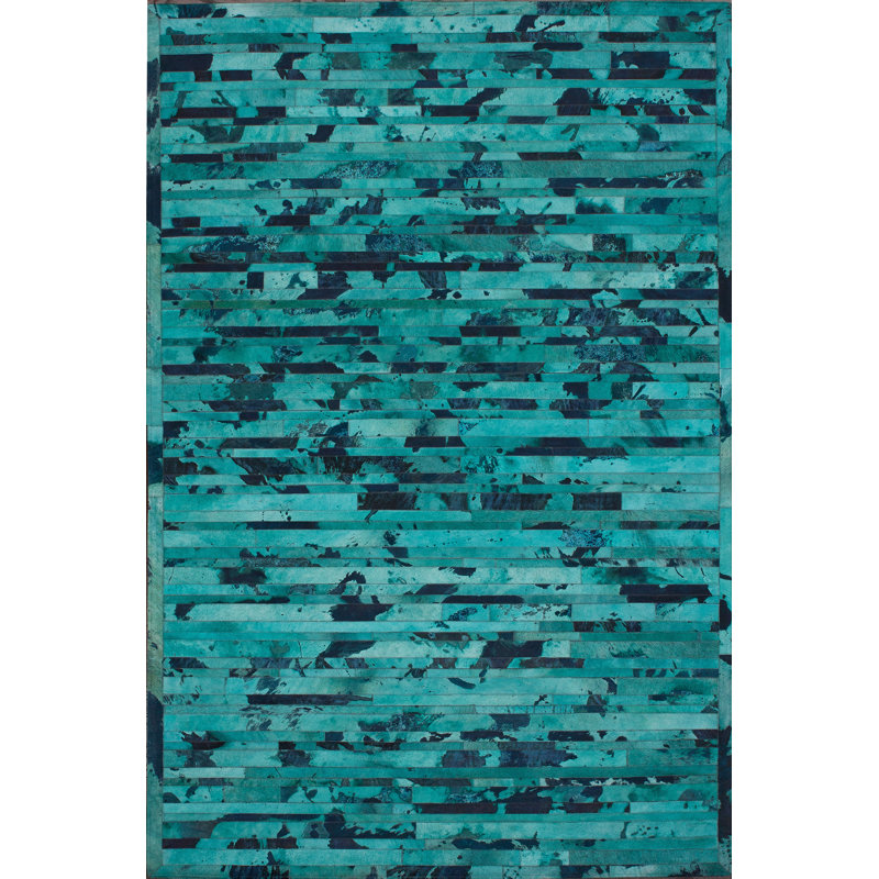 Tapis turquoise touffeté à la main Masardis, 7'6" x 9'6"
