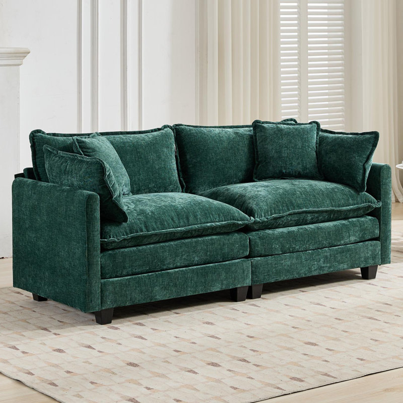 Très grand canapé modulaire Schmucker, Vert, H 33 po x l 78 po x P 35 po