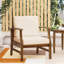 Élégant fauteuil club en bois, siège de patio inclus dans l'eau de couleur crème, fabriqué en