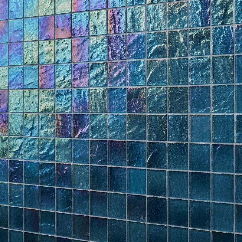 Splash 2X2 Polished Glass Mosaic Tile, Tropical Blue