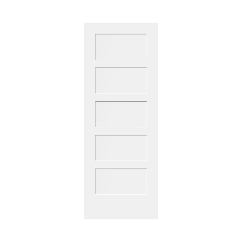 Porte intérieure standard en bois massif apprêté à 5 panneaux sans trou, 18 po x 80 po