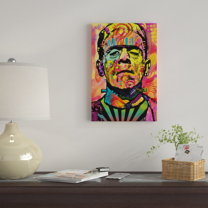 «Frankenstein», impression sur toile, H 24 po x l 16 po x P 1 po, Papier d'art encadré noir, Blanc