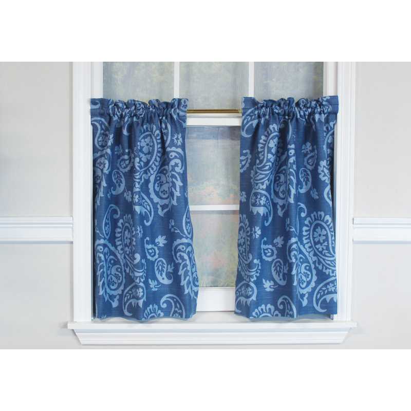 Cantonnière en coton sur mesure 46 po en bleu, L 30 po x L 46 po