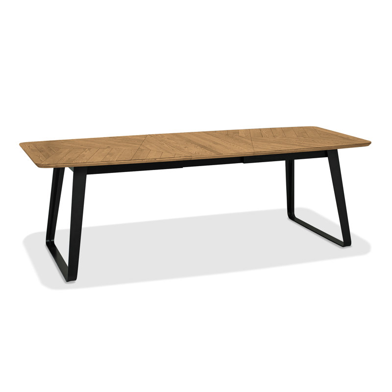 Airius Extendable Metal Base Dining Table, H76 x L200 x W99cm, Oak