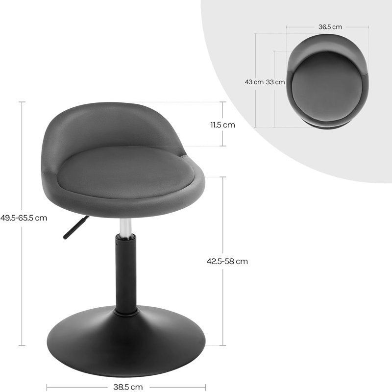 Calio Upholstered Velvet Adjustable Height Bar Stool, Grey
