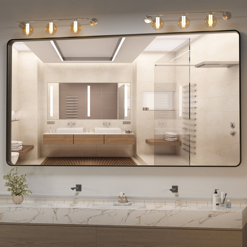 Miroir d'appoint Rafuse, Noir, 72 po x 39 po
