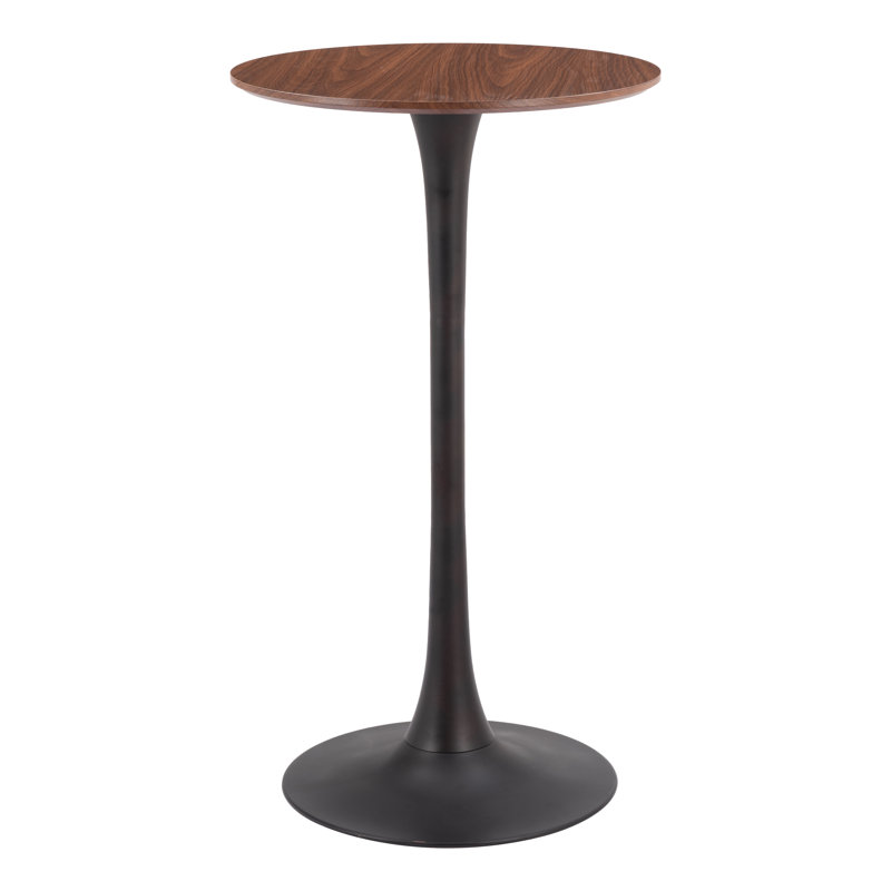 Auray Bar Height 23.8" Pedestal Dining Table, Brown, Black