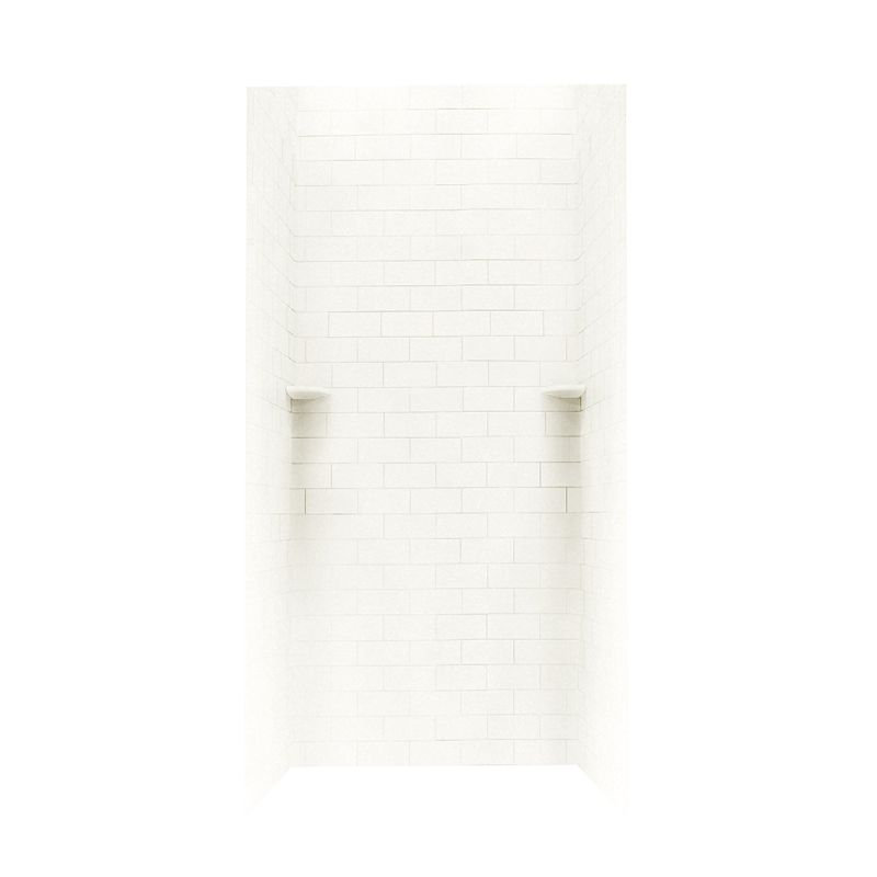 Paroi de douche à trois panneaux 96 "x 36" x 36 "Solid Surface, Blanc Tahiti